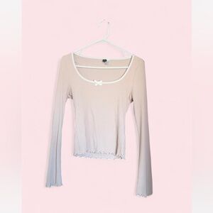 H&M Long Sleeve Baby Pink Top With Bow